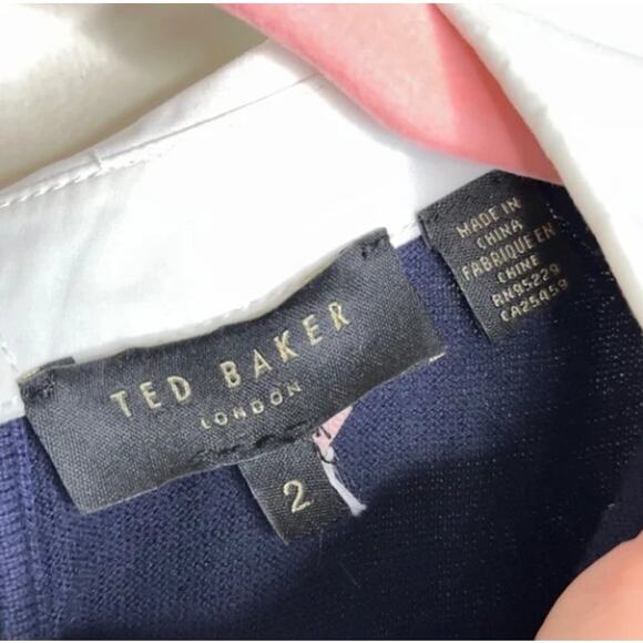 TED BAKER Toriey Embroidered Jumper Sweater Navy Blue Floral Sz S {G9} - Picture 5 of 6